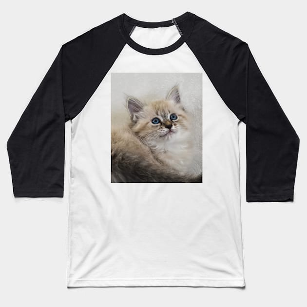 Portrait of Neva Masquerade kitten Baseball T-Shirt by lena-maximova